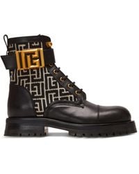 Balmain - Leather Monogram Charlie Ranger Boots - Lyst