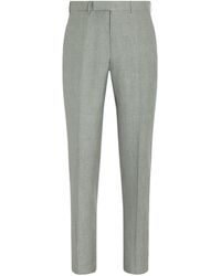 Zegna - Wool-silk Check Slim Trousers - Lyst