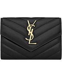 Saint Laurent - Small Monogram Matelassé Envelope Wallet - Lyst