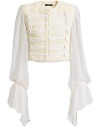 Balmain - Tweed Muslin-Sleeve Blouse - Lyst