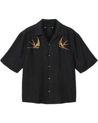 AllSaints - Linen Embroidered Avia Shirt - Lyst