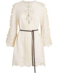Zimmermann - Linen Embroidered Awaken Mini Dress - Lyst