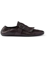 Prada - Calf Leather Fringed Monk-Strap Shoes - Lyst