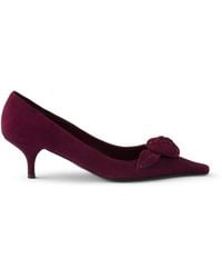 Prada - Suede Floral-Detail Pumps 55 - Lyst