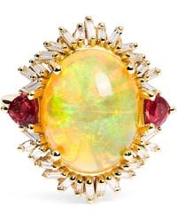 Suzanne Kalan - Diamond, Sapphire And Opal One Of A Kind Oval Portrait Ring - Lyst