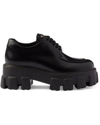 Prada - Monolith Lace-Up Loafers 55 - Lyst