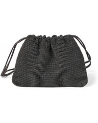 Brunello Cucinelli - Leather Embellished Drawstring Cross-Body Bag - Lyst