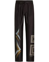 Dolce & Gabbana - Silk Twill Geometric Print Drawstring Trousers - Lyst