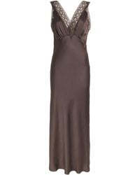 Sandro - Satin Lace-Trim Maxi Dress - Lyst
