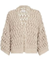 Brunello Cucinelli - Silk-Linen-Blend Dazzling Waves Cardigan - Lyst
