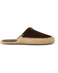 Prada - Suede Triangle Mules - Lyst