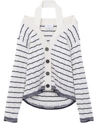 McQueen - Striped Off-The-Shoulder Cardigan - Lyst