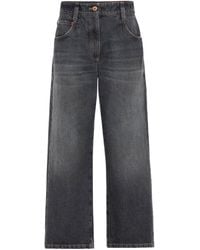 Brunello Cucinelli - Logo Patch Mid-Rise Straight-Fit Jeans - Lyst