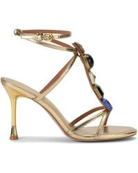 Kurt Geiger - Leather Embellished Loulou Heeled Sandals 90 - Lyst