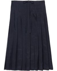 Prada - Silk Pleated Midi Skirt - Lyst