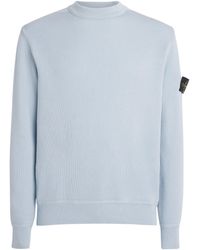 Stone Island - Cotton Rib-Knit Compass Sweater - Lyst