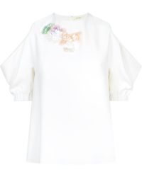 Delpozo Embellished Cold-shoulder Top - White