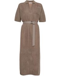 Brunello Cucinelli - Knitted Belted Dress - Lyst