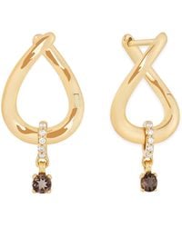 Astrid & Miyu - Diamond And Quartz Molten Hoop Earrings - Lyst