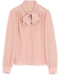Valentino - Silk Bow-Tie Blouse - Lyst