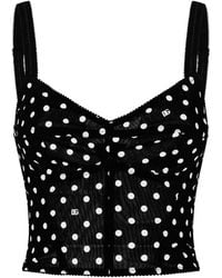 Dolce & Gabbana - Polka-Dot Marquisette Corset Top - Lyst
