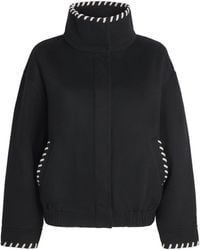 Sandro - Wool Topstitch Stand-Collar Jacket - Lyst