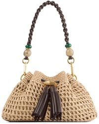 Jimmy Choo - Small Cinch Raffia Shoulder Bag - Lyst