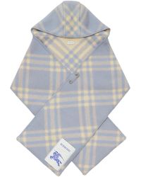 Burberry - Wool Check Hooded Scarf - Lyst