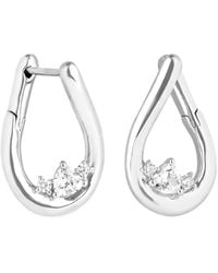 Astrid & Miyu - Rhodium-Plated Heart Cluster Hoop Earrings - Lyst