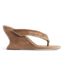 Balenciaga - Velvet Gaeta Thong Wedge Sandals 90 - Lyst