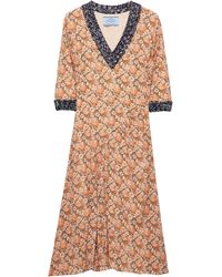 Prada - Silk-Blend Georgette Midi Dress - Lyst