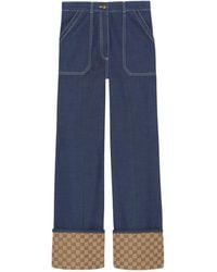 Gucci - Gg-Cuff High-rise Wide-leg Jeans - Lyst