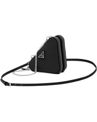 Prada - Triangle-Shaped Mini Leather Cross-Body Bag - Lyst