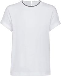 Brunello Cucinelli - Embroidered Collar Cotton T-Shirt - Lyst