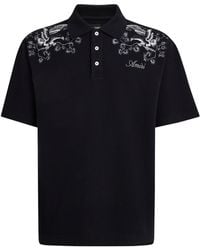 Amiri - Cotton Floral-Embroidered Polo Shirt - Lyst