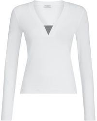 Brunello Cucinelli - Stretch-Cotton Monili-Detail T-Shirt - Lyst