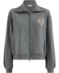Brunello Cucinelli - Logo Embroidered Zipped Hoodie - Lyst