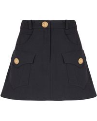 Balmain - Wool A-line Mini Skirt - Lyst