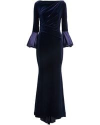 Talbot Runhof - Stretch-Velvet Draped Gown - Lyst