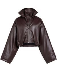 Alaïa - Leather Bomber Jacket - Lyst