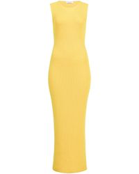 Alaïa - Silk Waffle Godet Midi Dress - Lyst