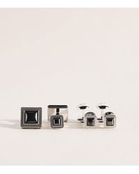 Tateossian - Metal And Hematite Duo Cabochon Cufflinks And Studs Set - Lyst