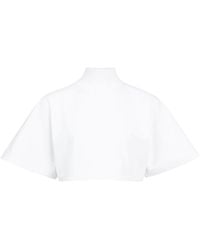 Alaïa - Cotton Jersey Cropped T-Shirt - Lyst