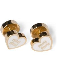Miu Miu - Enamel Heart Logo Stud Earrings - Lyst