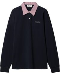 Miu Miu - Cotton Contrast Collar Polo Shirt - Lyst