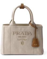 Prada - Small Canvas Jardinière Top-Handle Bag - Lyst