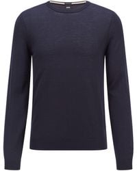 BOSS - Virgin Wool Crew-Neck Sweater - Lyst