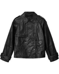 AllSaints - Leather Reya Mackintosh Jacket - Lyst