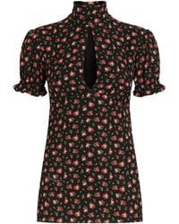 Dolce & Gabbana - Stretch-Silk Rose Print Blouse - Lyst