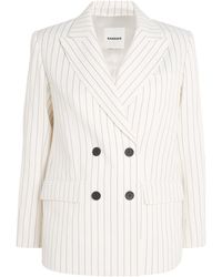 Sandro - Stripe Double-Breasted Blazer - Lyst